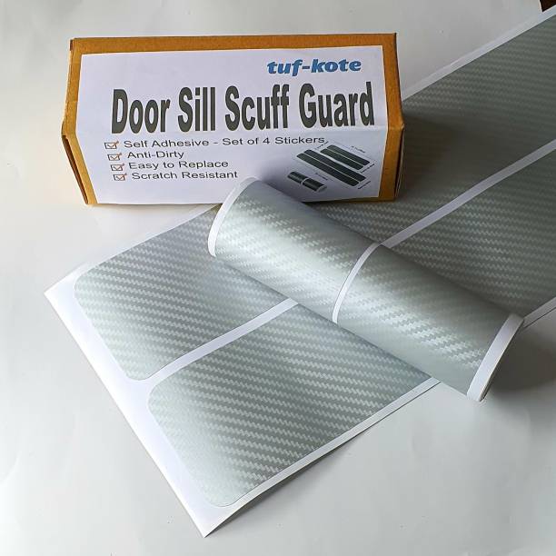 Tufkote Universal Anti-Scratch Door Sill Scuff Guard Car Decal SILVER 4pcs Door Sill Plate