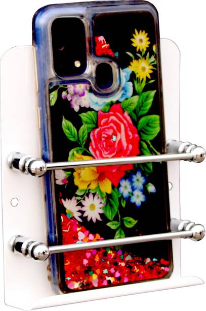 SQUARO ONLINE STORE Mobile Stand Phone Charging Holder TV AC Remote Multipurpose Holder MS Powder Coated Stand for Home Wall Mount Shelf ( White,…