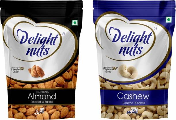 Delight nuts Dryfruits Combo Pack (Almonds- 200g & Cashew-200g) Roasted & Salted Assorted Nuts