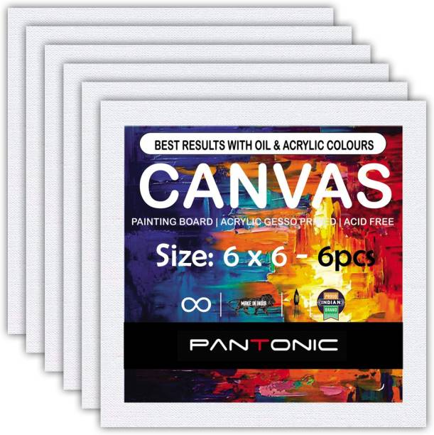 PANTONIC 6 X 6 Artist's CANVAS BOARD TRIPLE LAYER PRIMED Cotton Medium Grain Board Canvas (Set of 6)