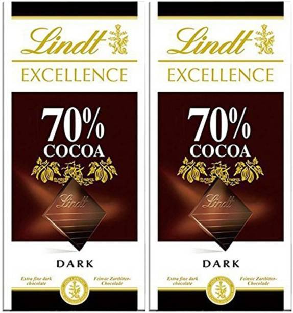 LINDT 70% Dark Cocoa Chocolate Bars