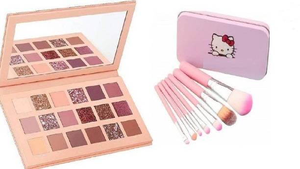 CRISTEN Eyeshadow 18 Colours NUDE EDITION Palette 18 g (Multicolour) with a set of 7 makeup brush with storage box (2 Items in the set) 2 g