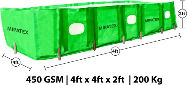 Mipatex 450 GSM HDPE Organic UV Coated for Vermi Compost Making Bed, 4ft x 4ft x 2ft (Green) Grow Bag