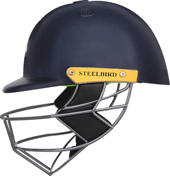 Steelbird Cricket Helmet Blue With Green Detachable / Washable Interior and Mild Steel Grill Cricket Helmet