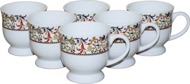 KC Somny Pack of 6 Ceramic Floral Border Coffee Cup & T...