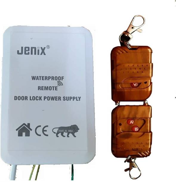 jenix Door Lock Power Supply with Remote Kit for Open electronic Lock with 2 Remotes with inbuilt Door Lock Power Supply Open Lock by Remote , Exit Button , VDP Smart Door Lock
