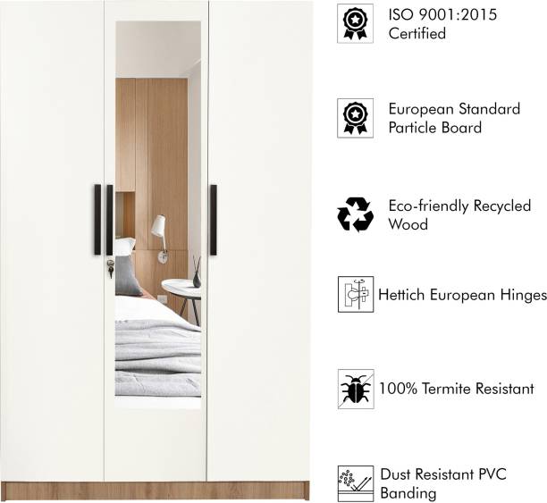 Trevi Ozone Deluxe With Mirror Engineered Wood 3 Door Wardrobe