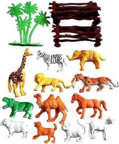 GUNGUN Wild Animals Figures Set For Kids - Pack Of 12 Animals (Multicolor)