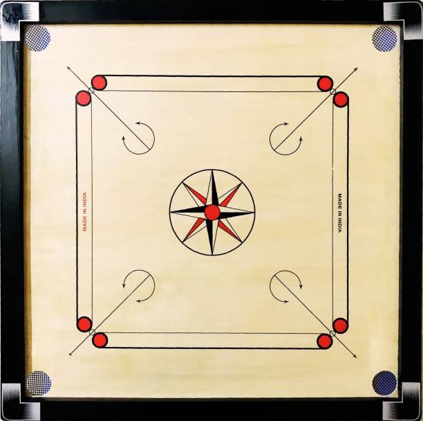 AARAV Carrom Board Full Size 32x32 Inches For Adults With 1 Set Wooden Coins 81.28 cm Carrom Board