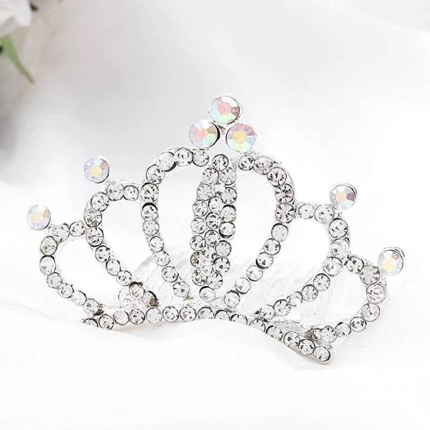 PALAY Mini Crown Princess Tiara Comb Crystal Rhinestone Hair Comb Flower Girl Hair Clips for Kids Toddlers Girls Birthday Party Hair Accessory Set