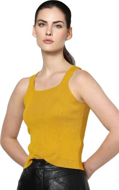 ONLY Casual Sleeveless Solid Women Yellow Top