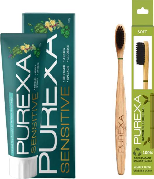 PUREXA One Sensitive Herbal Toothpaste One Bamboo Toothbrush