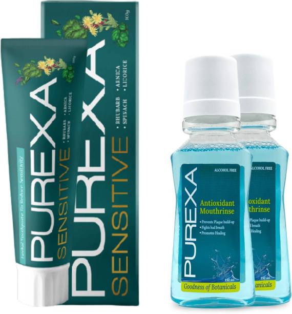 PUREXA One Sensitive Herbal Toothpaste Two Antioxidant Mouthrinse