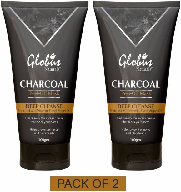 GLOBUS NATURALS Charcoal Peel Off Mask Enriched with Vitamin-E and Argan
