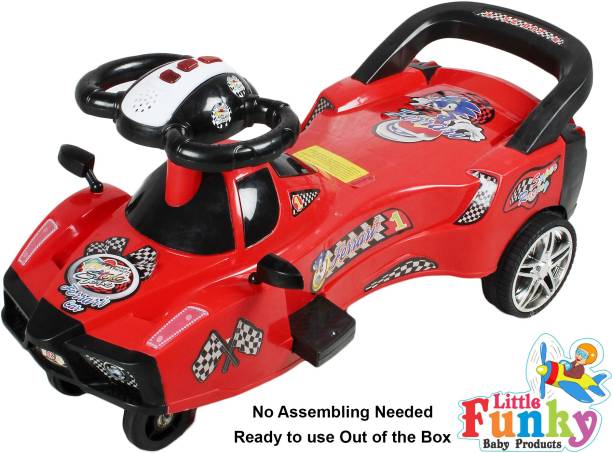Little Funky Super Ferrari Magic Baby Manual Push Twister Ride On Car for Baby Kids Children and Toddlers with Twin LED Lights & Music Car