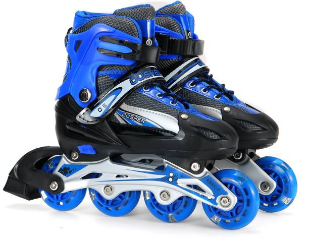 Authfort Adjustable All Pure PU Wheels it has Aluminum-Alloy which is Strong with LED Flash Light on Wheels In-line Skates - Size 5-8 UK (Multicolor) In-line Skates - Size Wed May 08 00:00:00 IST 2019 UK