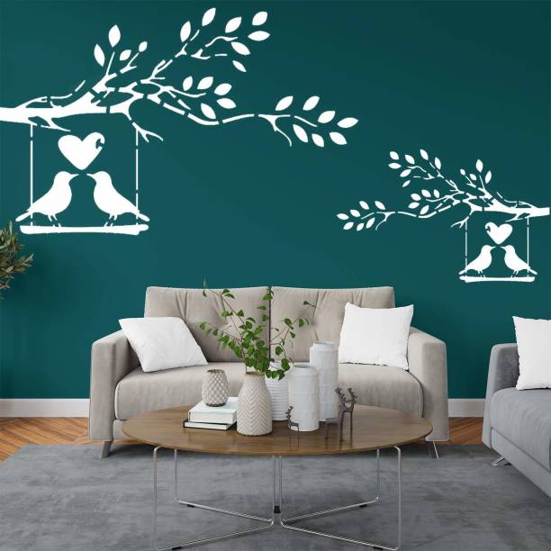 JAZZIKA Love Birds Design Wall Stencil Pack of 1 (Size:-16X24 Inch) DIY Reusable Painting Suitable For Home Decor, Ceiling, Paint Roller