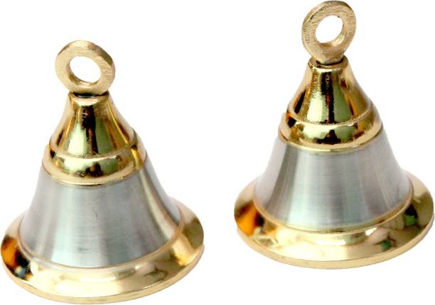 Devguru Hanging Bells for Home Mandir Temple Living Room Decoration Pooja Decorative 2. INCH Brass Pooja Bell