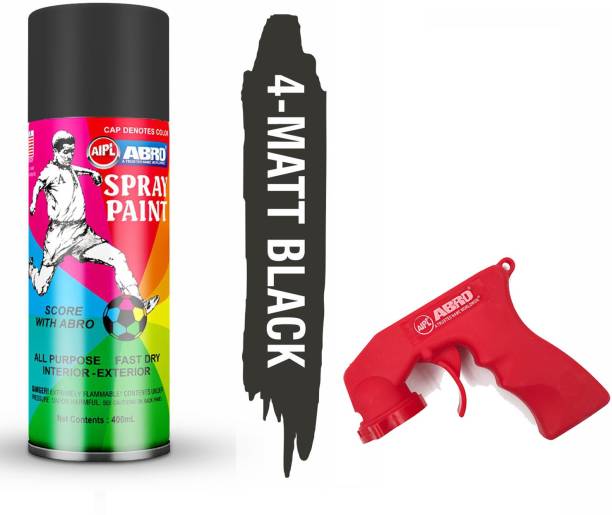 ABRO Multipurpose Spray Paint with Easy to use Spray Gun Mat Black Spray Paint 400 ml