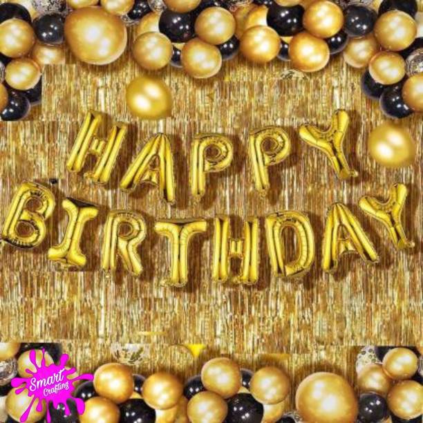 SmartCrafting Printed Stylish Solid Happy Birthday Decoration Foil Balloon For Birthday Party- Golden Letter Balloon Letter Balloon