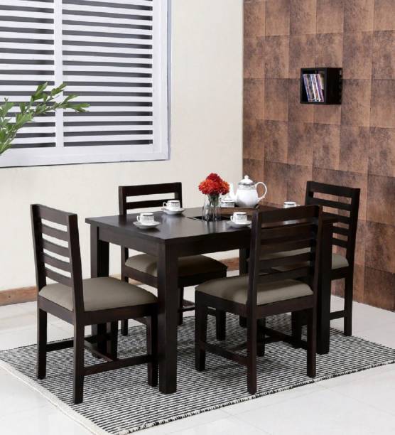 LOONART Solid Wood Four Seater Dining Set For Dining Room / Restaurant Solid Wood 4 Seater Dining Set