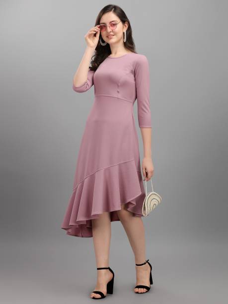 PURVAJA Women Asymmetric Purple Dress