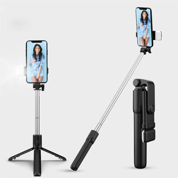 DSS Smart Bluetooth Extendable 4 in 1 Selfie stick With 360 Degree Rotation Fill /Selfie Light Control Handheld Selfie Stick With Phone Holder and selfie stand/Tripod compatible with all Smart Phones. Tripod