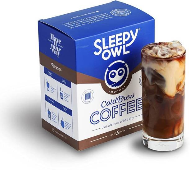 Sleepy Owl Owl Coffee Mocha Cold Brew | 5 Brew Packs | 3 Step Brew - No Equipment Required | 100% Arabica Beans - Sourced Directly from Farms Coffee Beans