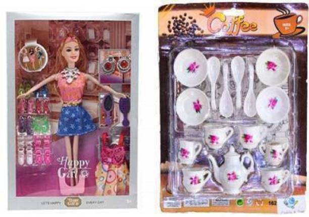 KOOZA COLLECTION Doll House for Girls / Doll Set with Pink Slippers Doll/Mini Kitchen (Multicolor) (Multicolor)