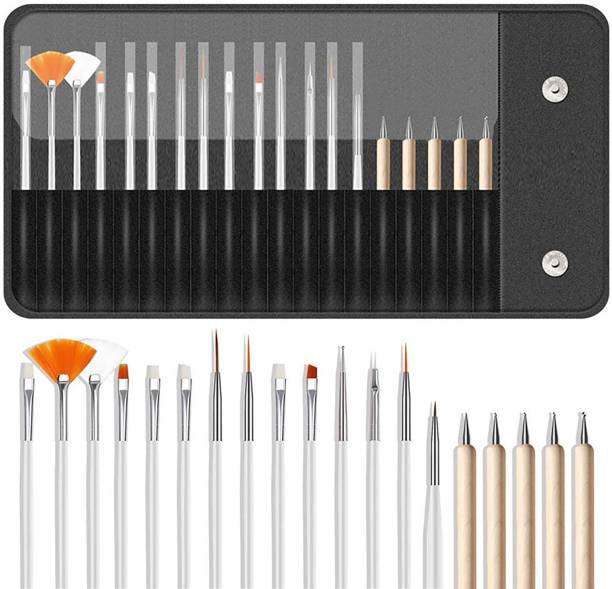 BELLA HARARO 20 Piece Professional Nail Art Brush (15) and Two Way dotting (5) With Carry Case