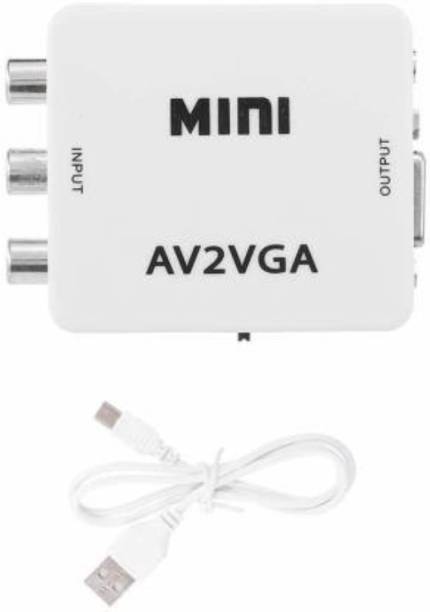 VRISH  TV-out Cable TV-out Cable Mini HD AV To VGA Video Converter with 3.5mm Audio to PC HDTV Converter Box. (White, For TV)