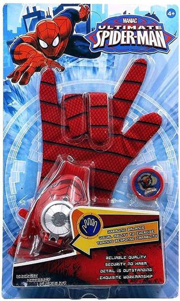 StarsOne Spiderman Gloves with Disc Launcher web shooter spiderman Action Figure Super Hero Disc Launcher Single Hand glove Toy Set spider-man disk launcher Character Toys