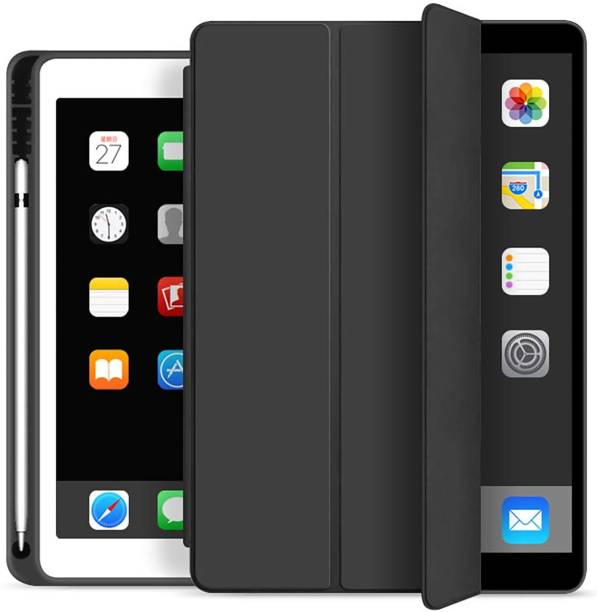 Caseelo Front & Back Case for Apple iPad 10.2" 7 / 8/ 9th Gen 2019 2020 2021 Tri-Fold Soft Pencil Holder Cover