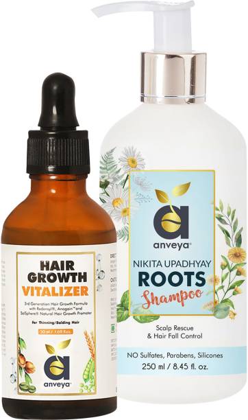 Anveya The More Hair Kit: Hair Fall Control Shampoo + Hair Growth Vitalizer Serum