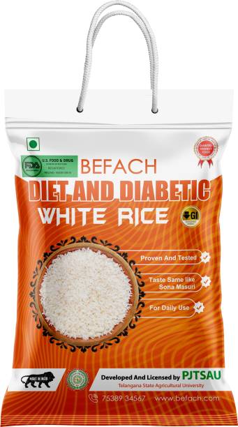 Befach Diabetic Friendly / Low Glycemic (GI) Index Sona Masoori Rice (Medium Grain, Polished)