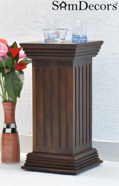 SamDecors Solid Sheesham Wood (Rosewood) Multipurpose Pillar/End Table/Vase Stand/Lamp Stand (Lacquer Finish, Dark Walnut) Solid Wood Corner Table