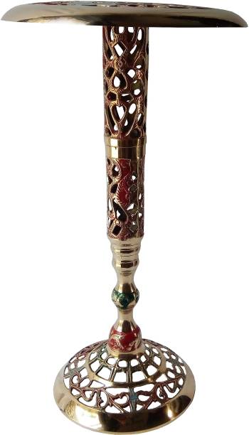 DECKORISH Hand Crafted elegant Jali work & Meenakari patterrn Brass Stool/Corner Table 50 cm Stool