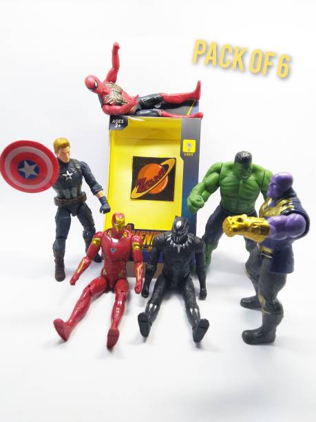 zouva Avengers Heroes + Thanos / Pack of 6 / Collect Them All / LED / 18 CM Each