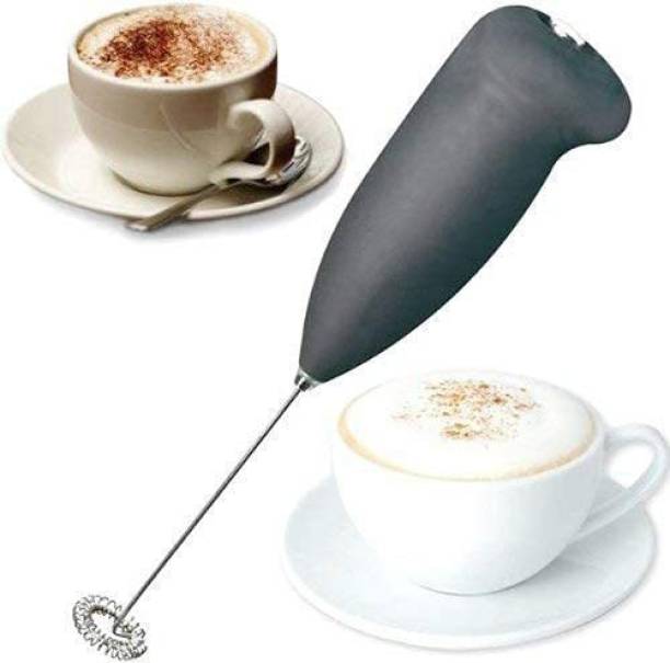 POONJALIYA Hand Blender Mixer Froth Hot Coffee, Milk Shakes, Chocolate Drinks, Butter milk, Lassi, Mixing egg etc. Mini Handheld Portable Stainless Steel Drink Coffee machine Electric Battery Operated machine Personal Coffee Maker