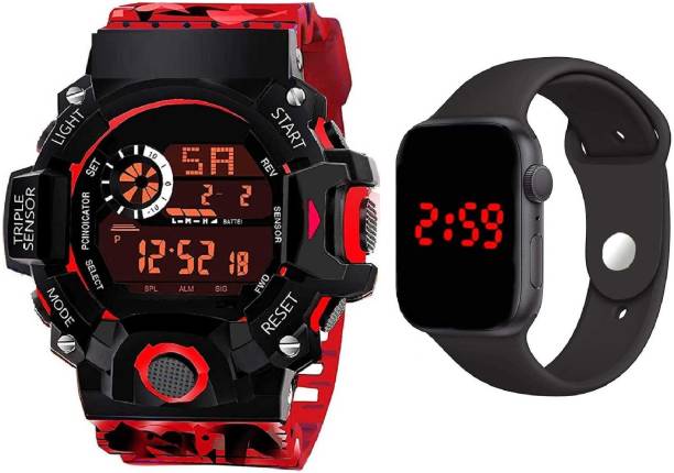 hala VKRDG810 Multi-Function Stylish Sports Militaries New Arrival Silicon Strap Digital Pack of 2 Combo Men And Boys Hot And Cool Best Quality Evers New Year Fashion Sports Digital Stylish Lights New Generation Amazing Look Cool Style Digital Watch Digital Watch  - For Boys