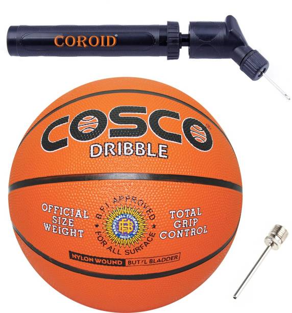COSCO DRIBBLE Basketball With Dual Action Ball Pump & Inflating Needle Basketball - Size: 7