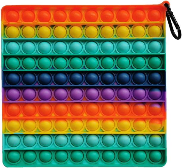 INDOBASIC pop it Push Pop Bubble Sensory Fidget Toy, Stress Relief and Anti-Anxiety Tools It Silicone -Relief Items Popper Educational ADHD Special Needs ,Set its pop it Toys (Jumbo Square Rainbow) Gag Toy