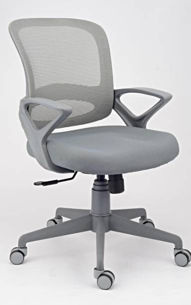Finch Fox Low Back Revolving Workstation Ergonomic Desk Mesh Office Chair For Executive , Employee , Staff Chair In Gray Color Fabric Office Executive Chair