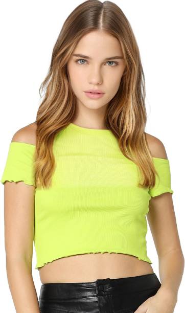 ONLY Casual Solid Women Green Top