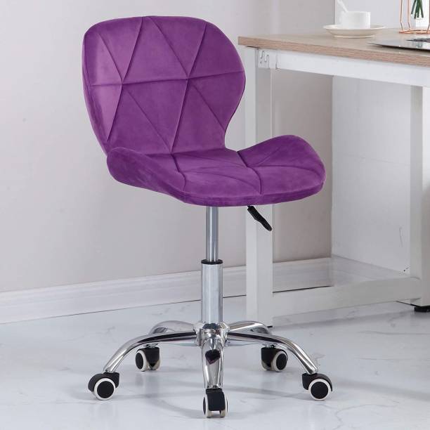 Finch Fox Height-Adjustable Velvet Fabric Office Study Desk Chair for Salon, Spa, Bar, Medical, Kitchen, Doctor Stool Chair In Purple Color Fabric Office Executive Chair