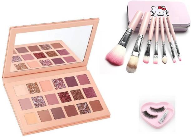 NYN HUDA Insta Beauty Color Icon Glam Nude Eye Shadow EyeShadow Palette + Makeup Brushes + Eylashes & Glue 18 g
