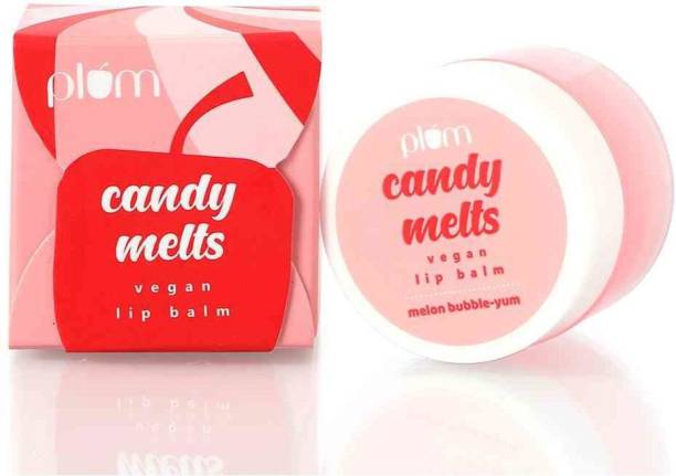 Plum Candy Melts Vegan Lip Balm | Melon Bubble-yum | Tinted Fruity Lip balm | 100% Vegan, Cruelty Free | 12g Melon
