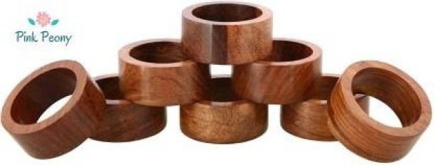 Artisan Crafted in India Shalinindia Handmade Wood Napkin Ring Set With 6 Napkin Rings 