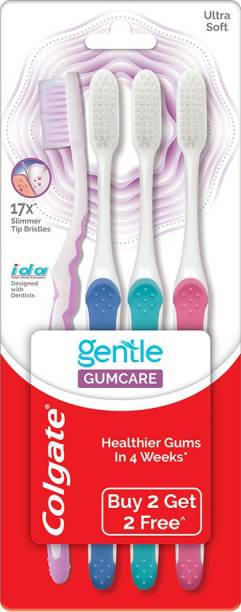 Colgate Gentle Gumcare Ultra Soft Bristles Toothbrush, 4 Pcs (Buy2 Get2), Slimmer Tip Bristles for Healthier Gums Ultra Soft Toothbrush