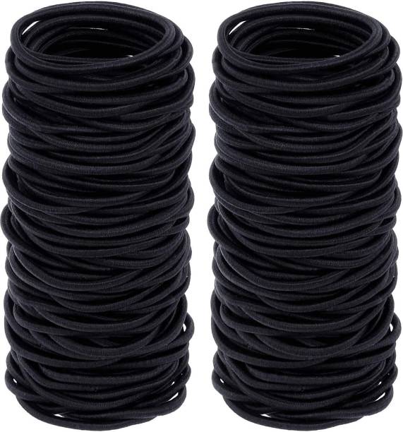 Curated Cart Black Hair Ties Band 4MM Durable Hair Accessories for Women Men Girls Thick Tie with Strong Ponytail Holder and for Medium Hair (24 Count of 1 Pack) Hair Band